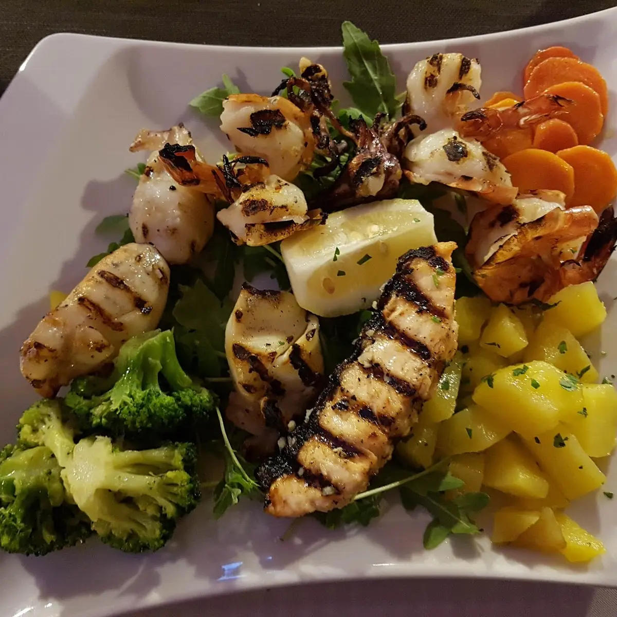 Gegrillte Meeresfrüchte, Ristorante Pizzeria Pension "Zum kleinen Italiener"