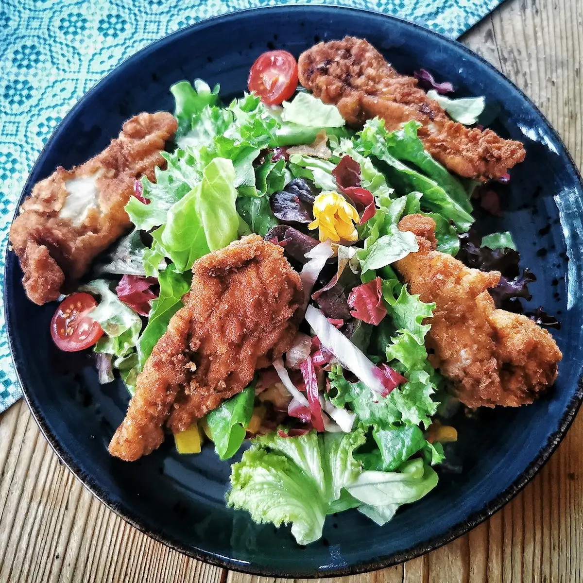 Pan Fried Chicken Breast on Salad