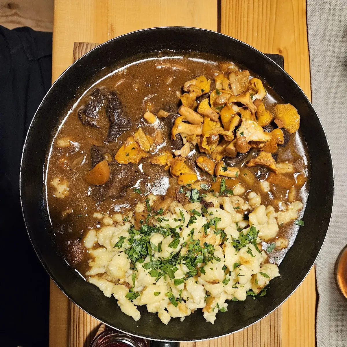 Stew Of Deer With Spätzle And Chanterelle Mushrooms