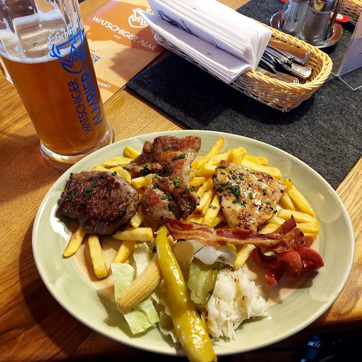 Mixed Grill with French Fries and Salad