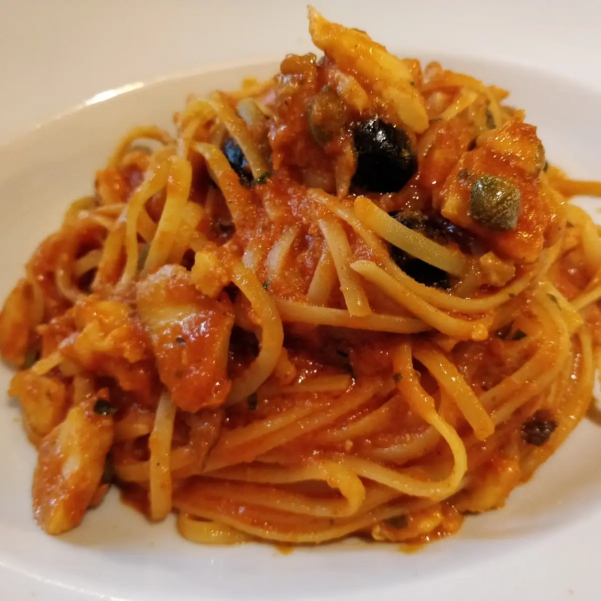 Linguine Puttanesca with Fish