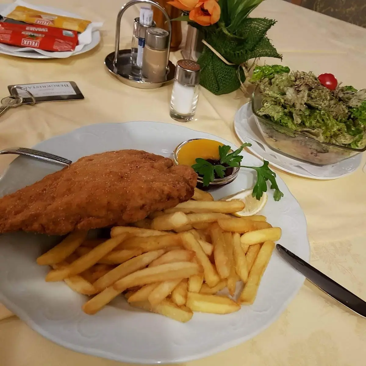 Schnitzel Mit Pommes Und Salat