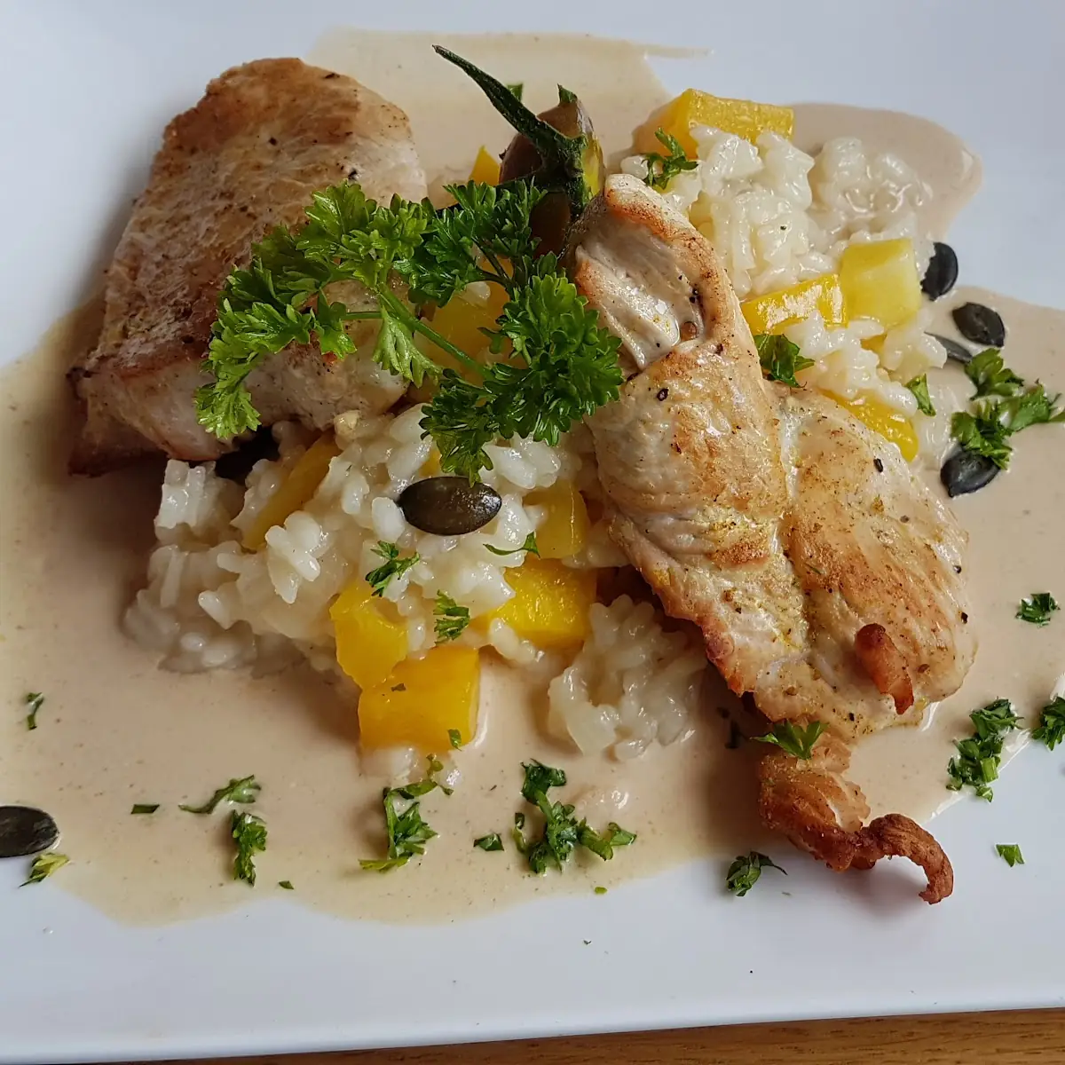 Putenbrust Auf Zucchini Risotto