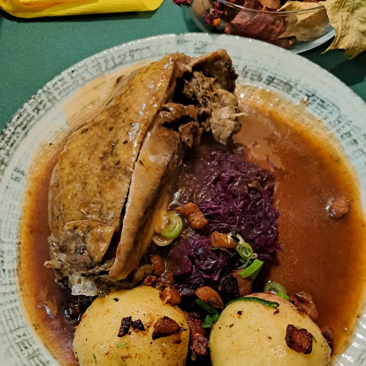 Basked of Pork Neck with Bread Dumplings and Sauerkraut