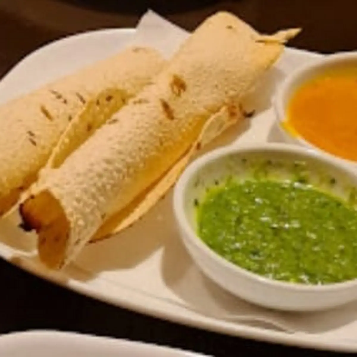 Traditional Pappar Wraps with Green and Mango Sauce