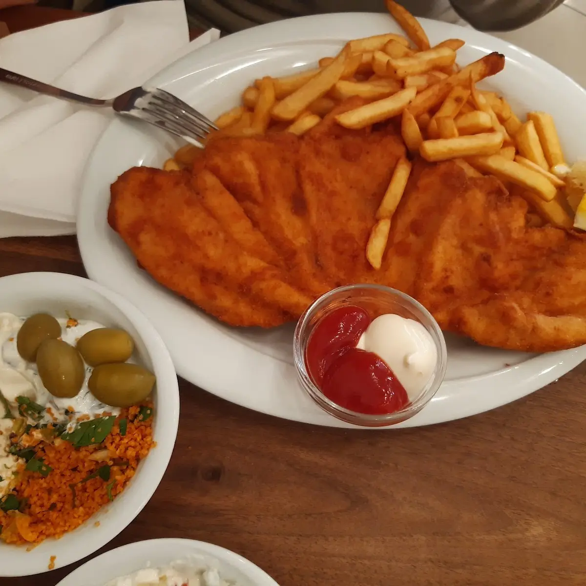 Hühner Schnitzel Mit Pommes