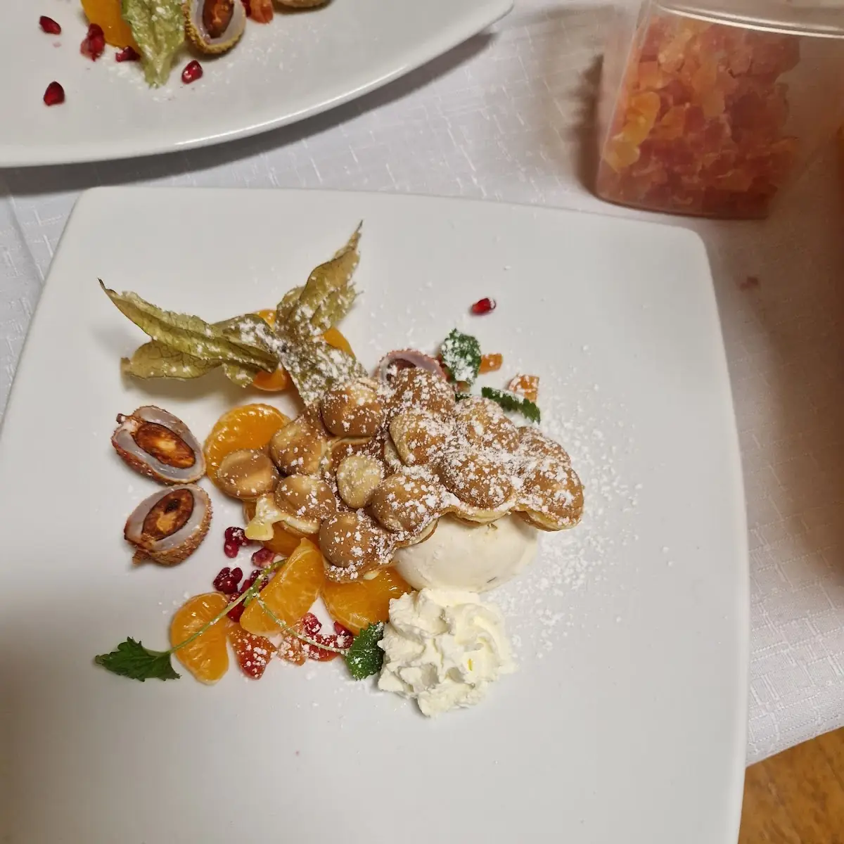 Bubblewaffeln An Kokos Mandeleis Mariniert Mandarinen