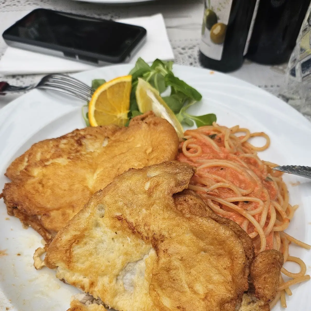 Piccata Milanese Spaghetti Mit Tomatensauce
