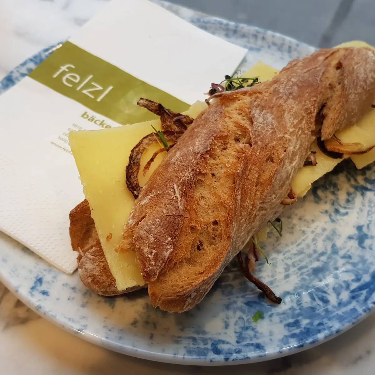 Cheese and Caramelized Onion Baguette