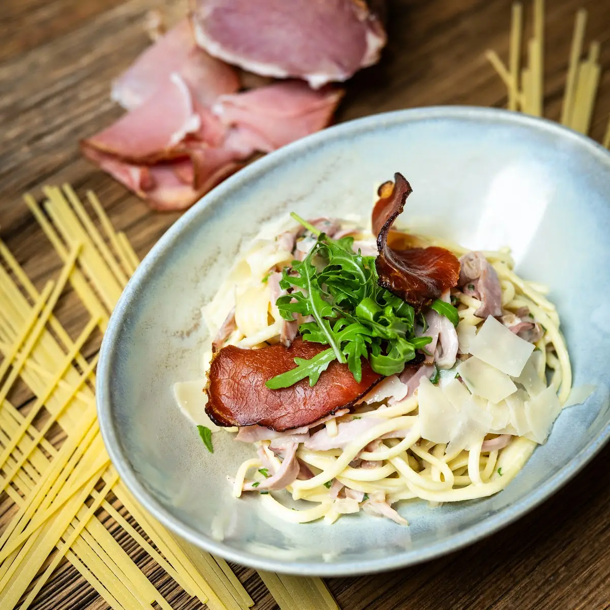 Linguine Carbonara Mit Hausgemachtem Karreespeck