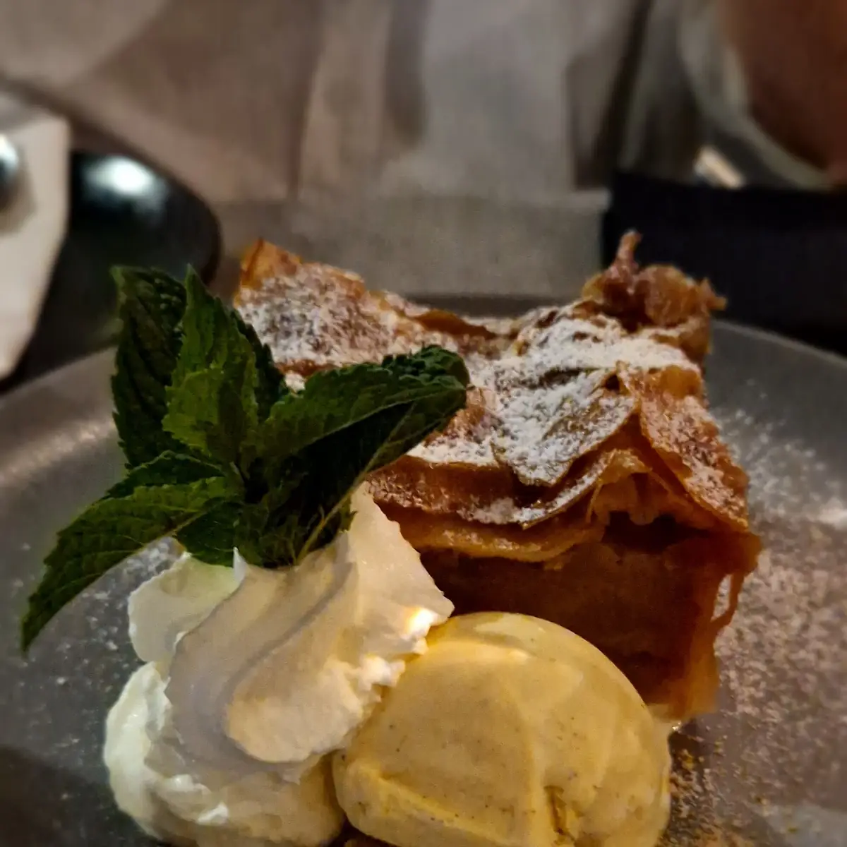 Apple Strudel with Vanilla Ice Cream