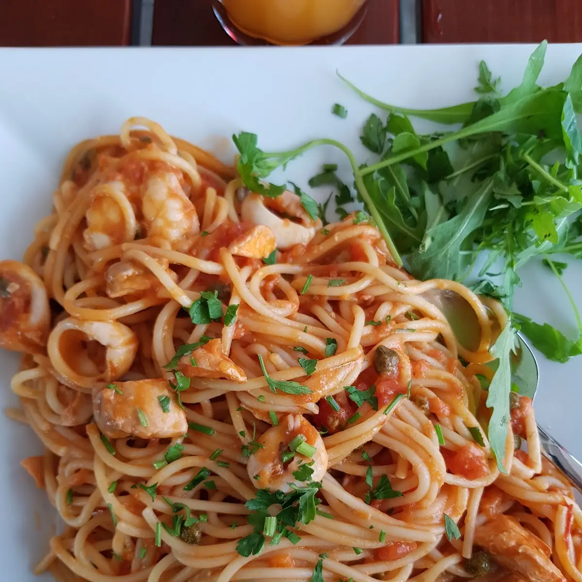 Spagetti A La Chef Mit Meeresfrüchte