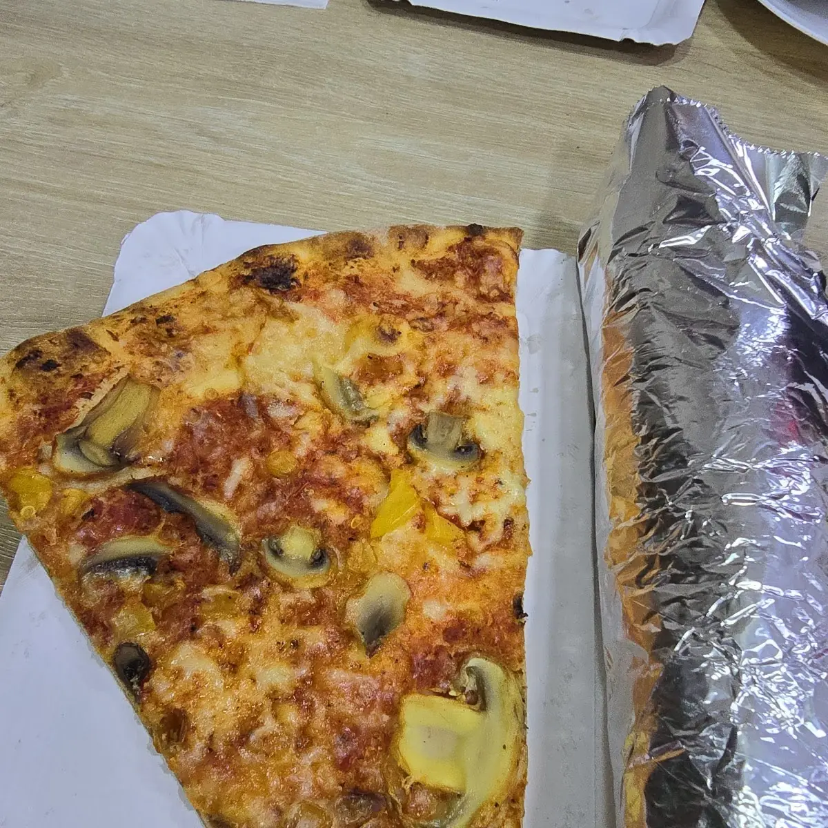 Mushroom Pizza And Kebab Wrap