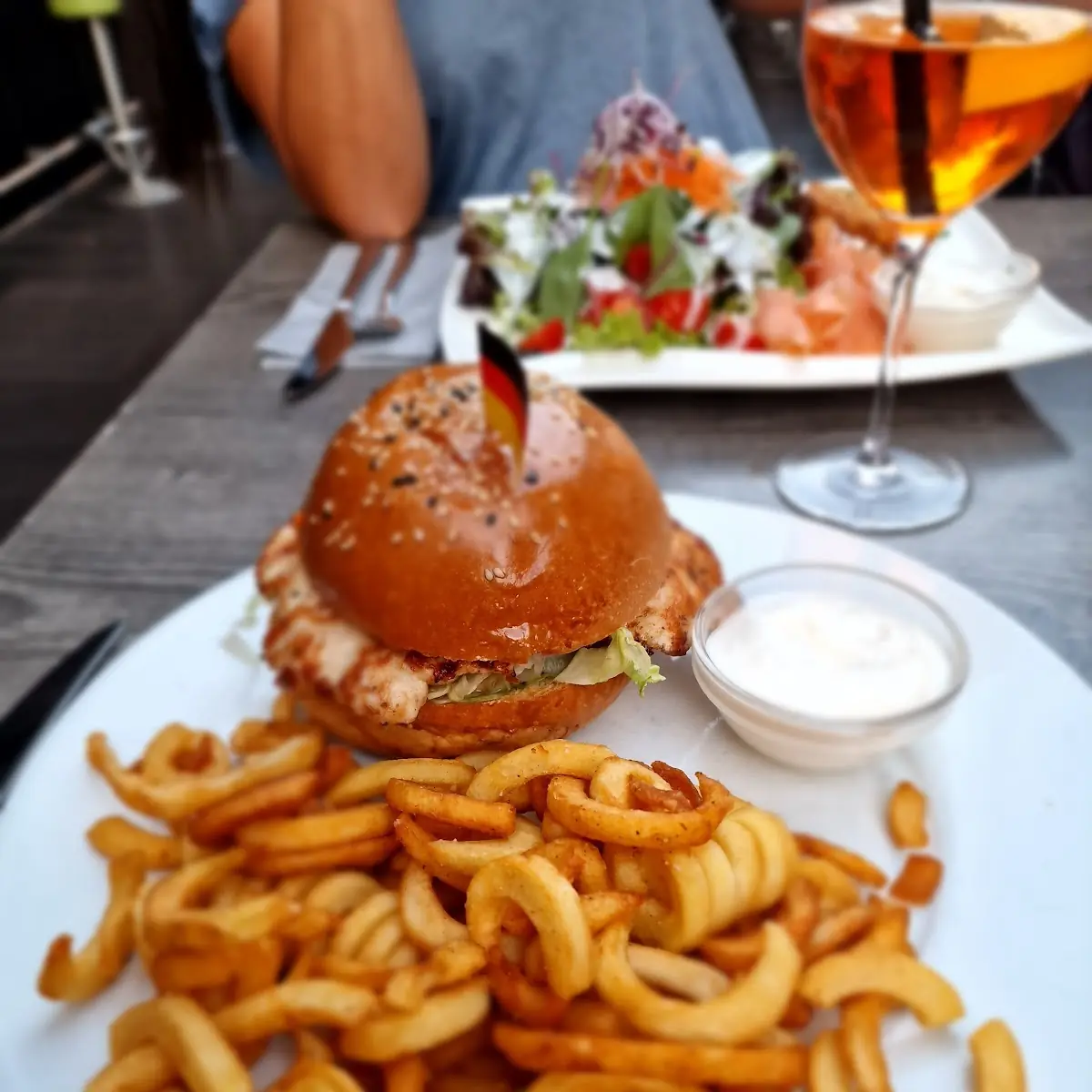 Chicken Burger with Curly Fries