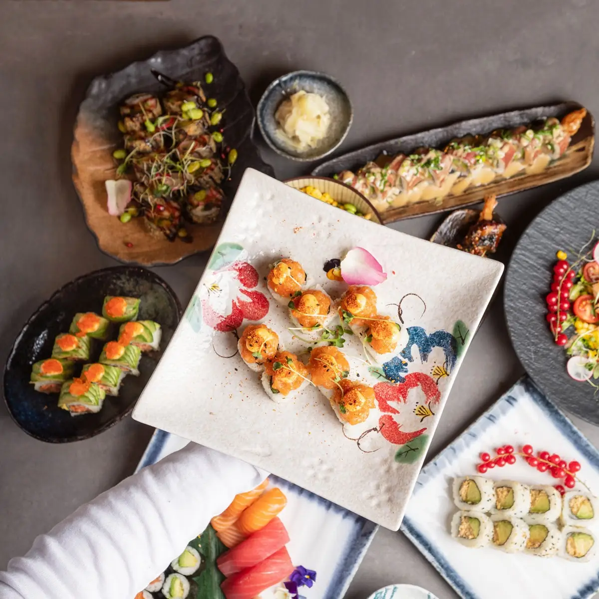 Salmon Tataki Salad & Rolls