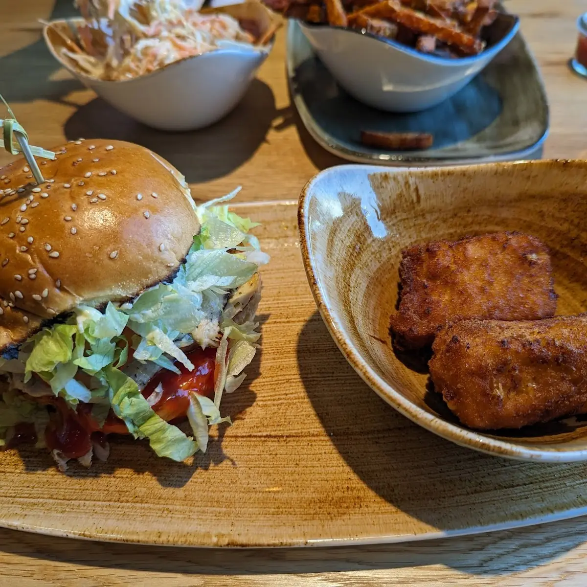 Chicken Burger with Mac and Cheese