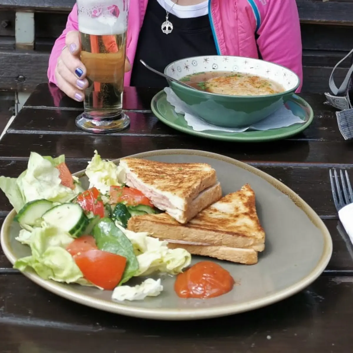 Schinken Käse Toast Und Kaspress Knödel Suppe
