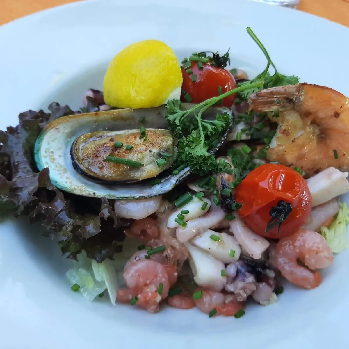 Tagliatelle Mit Muscheln Und Garnelen