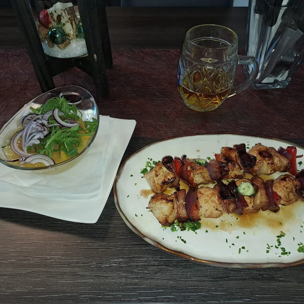 Hühnerspieße Mit Kartoffelsalat