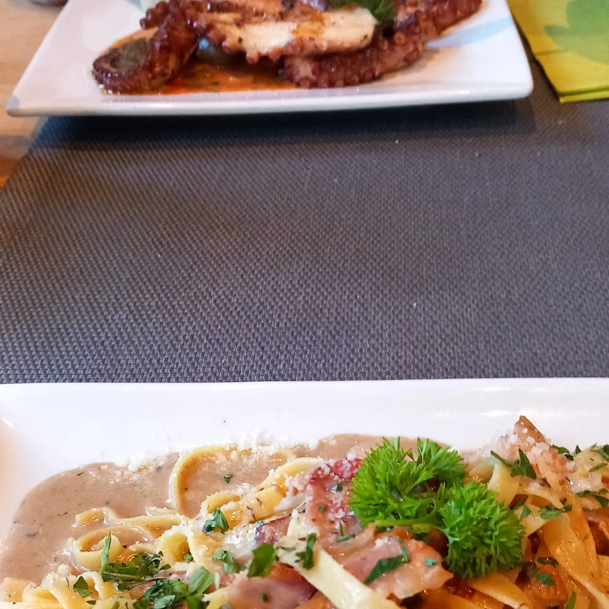 Tagliatelle Mit Pilzen Und Speck Von Der Tageskarte Sehr Zu Empfehlen
