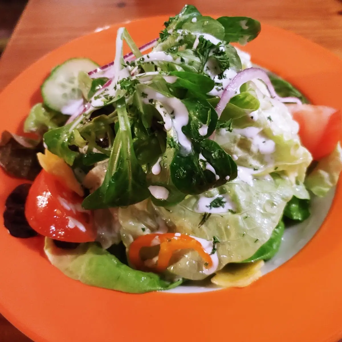 Blattsalate Mit Sauerrahmdressing Gegrillten Putenstreifen Und Ei