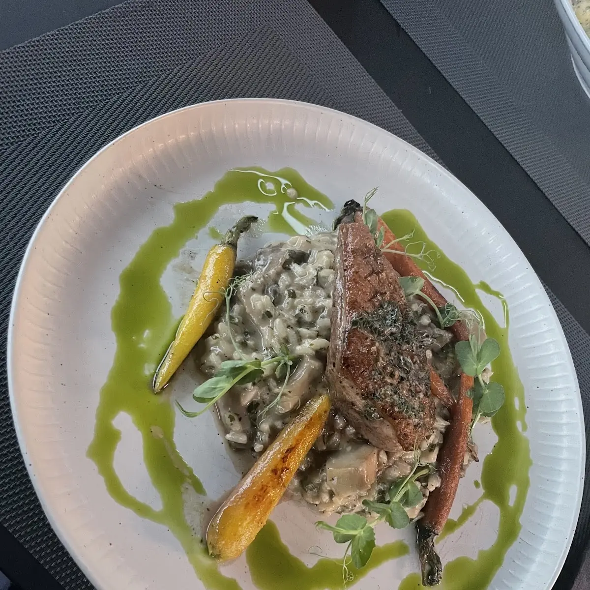 Gebratene Ente Auf Risotto Mit
