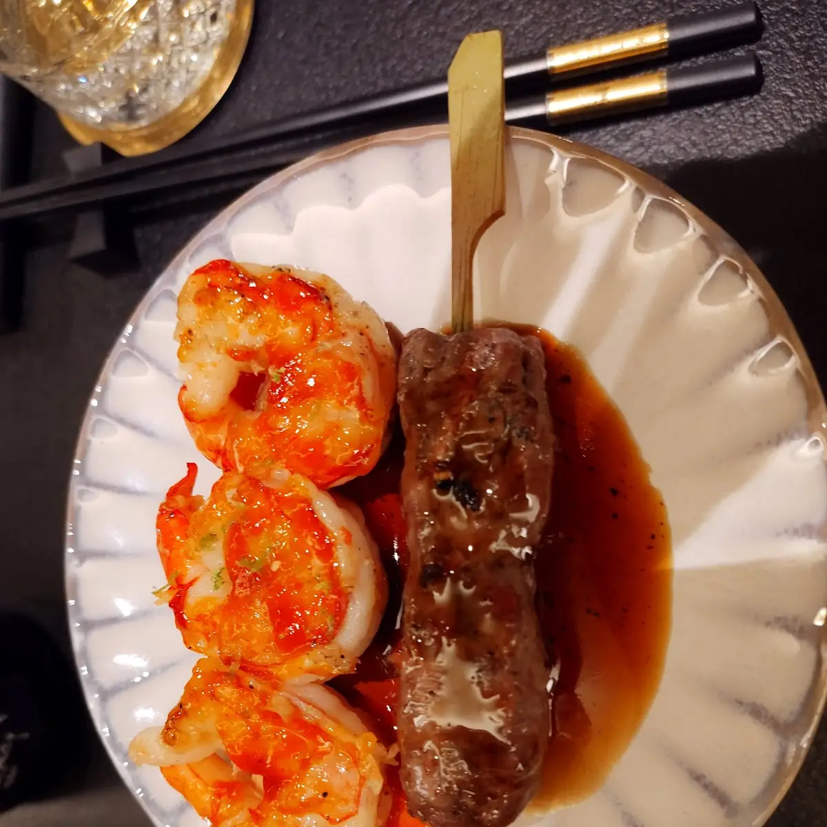 Garnelen Spieß Und Rinderfilet Spieß