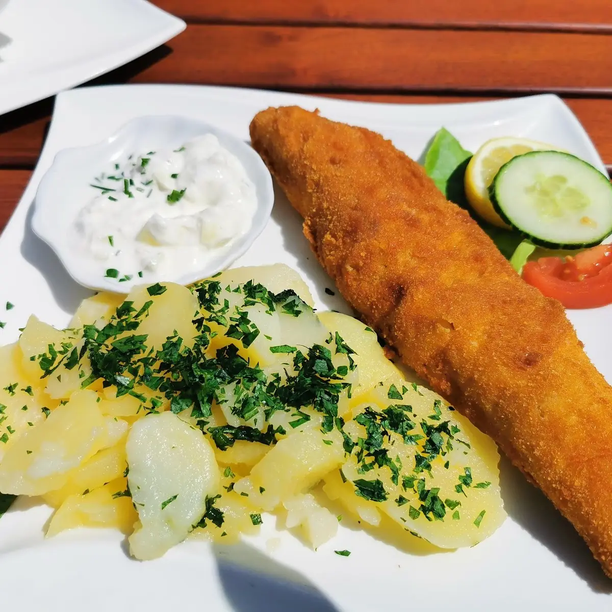 Gebackener Zander Mit Kartoffeln Und Salat