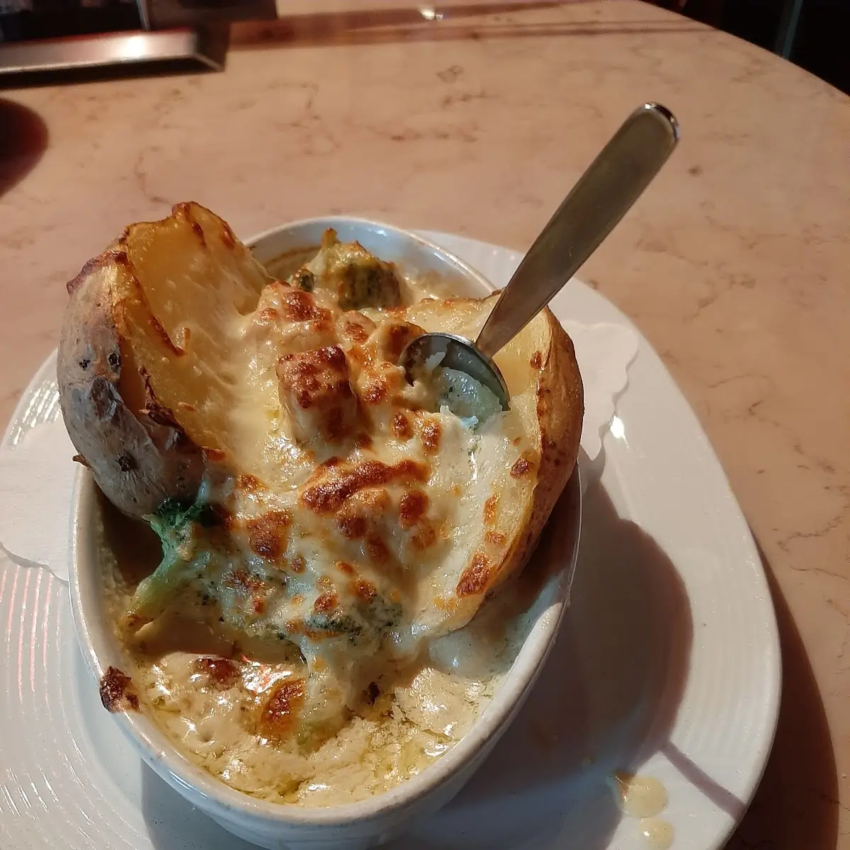 Potatoes with Chicken Broccoli and Cheese