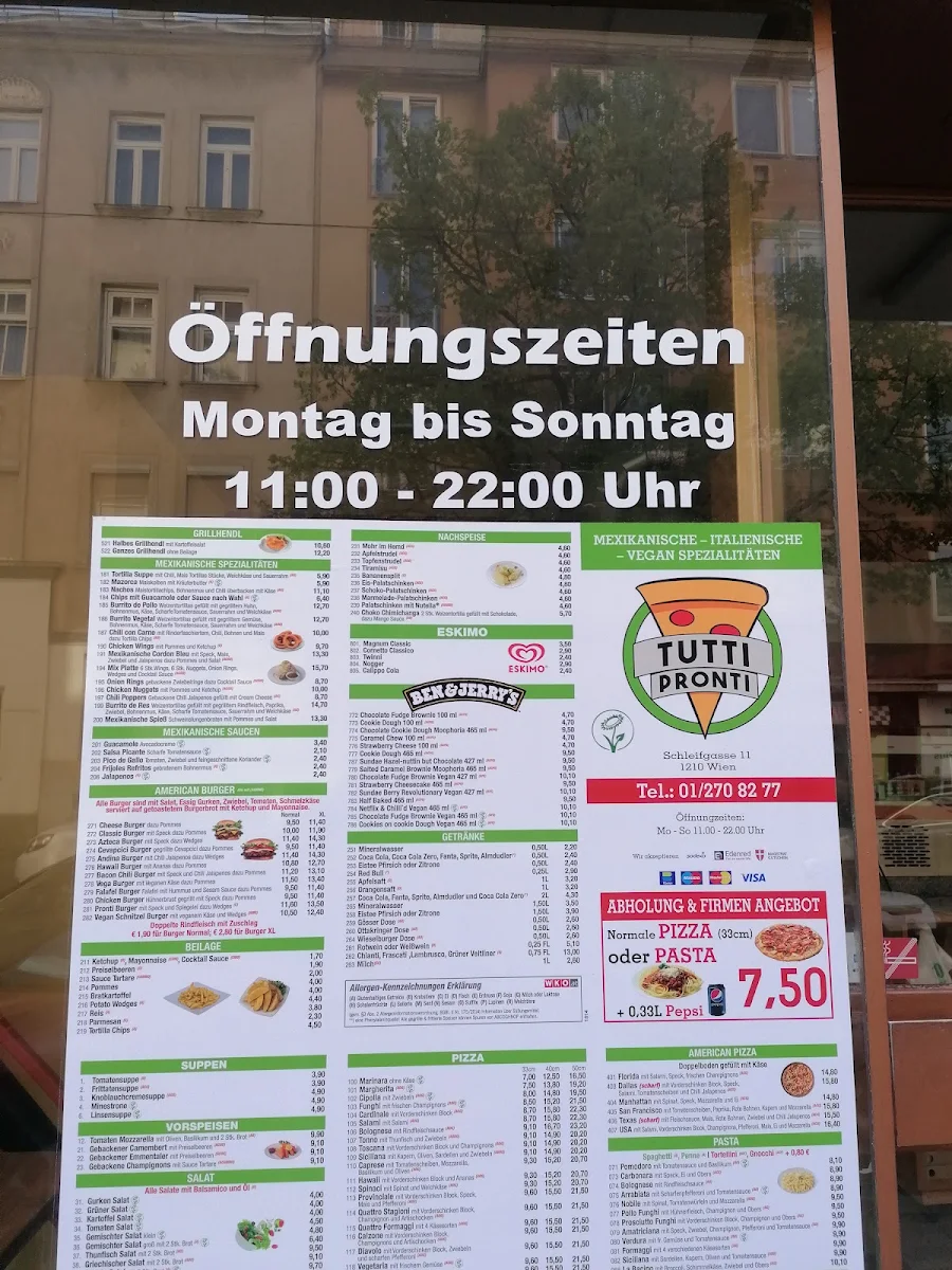 Speisekarte, Tutti Pronti