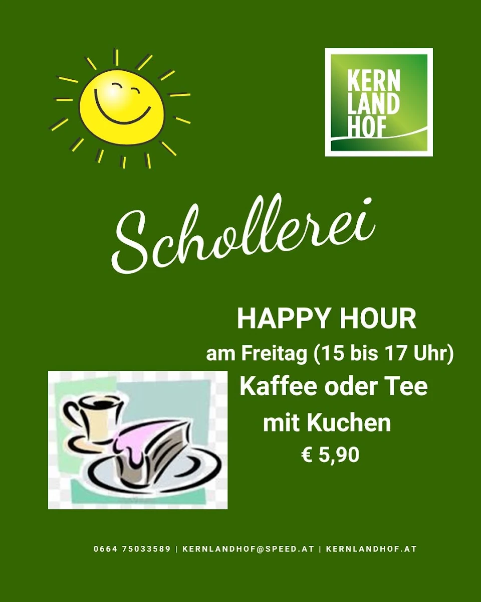 Speisekarte, Kernlandhof, Schollerei
