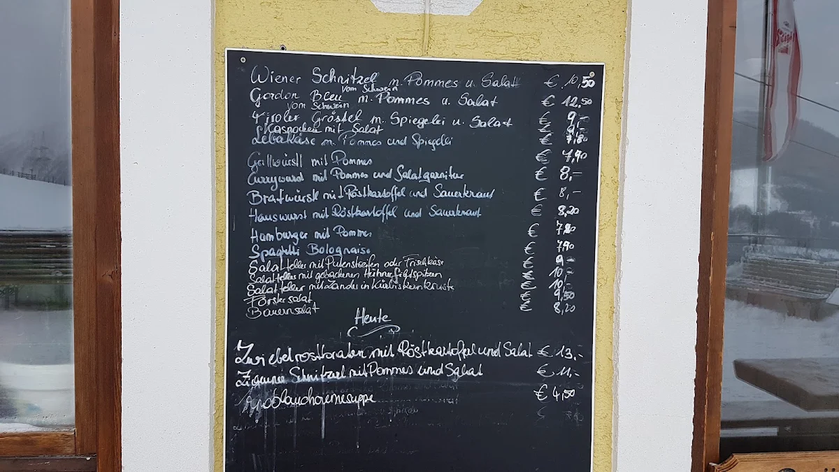 Speisekarte, Berggasthof Stangerbauer