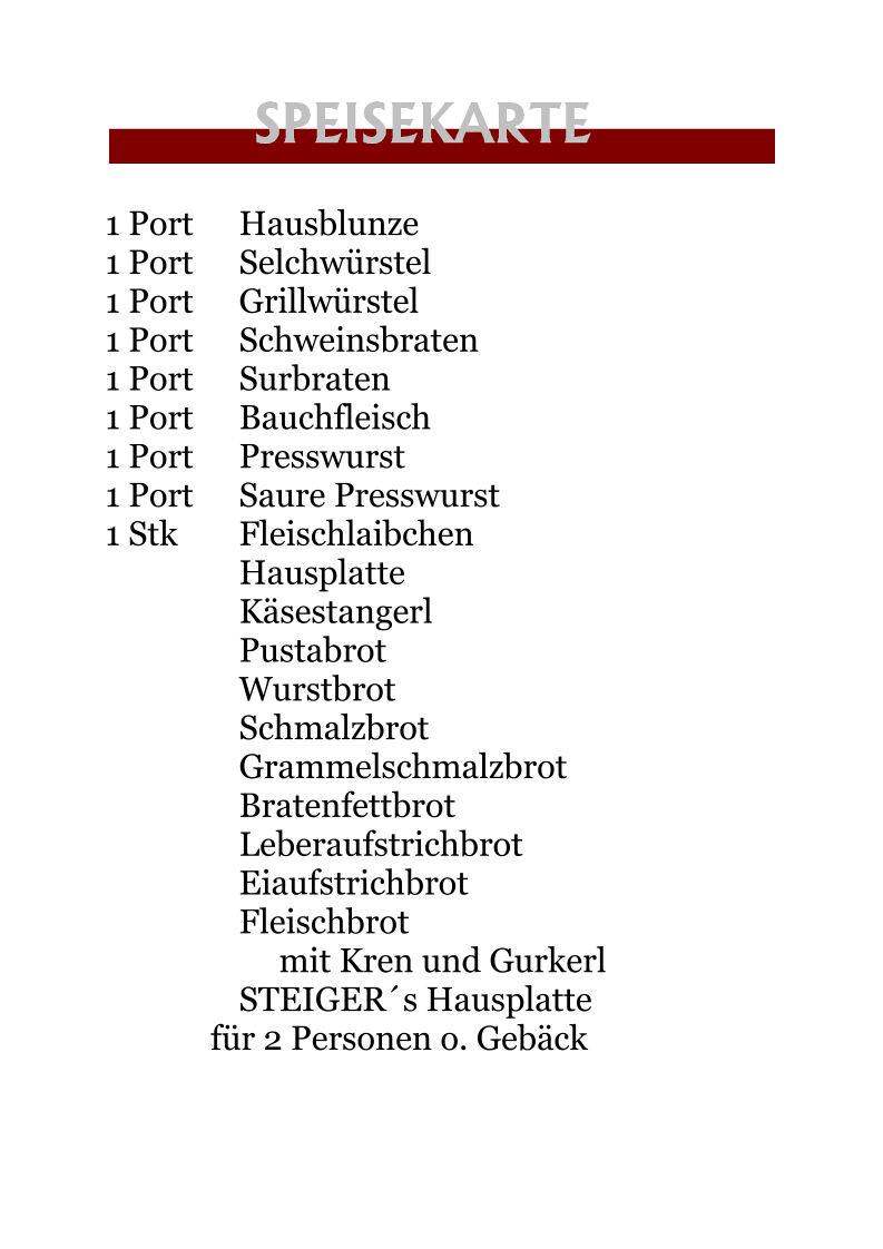 Speisekarte photo 1