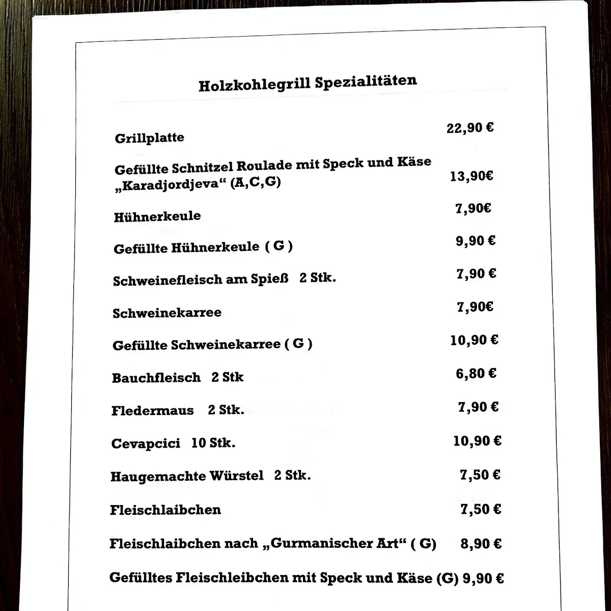 Speisekarte photo 3