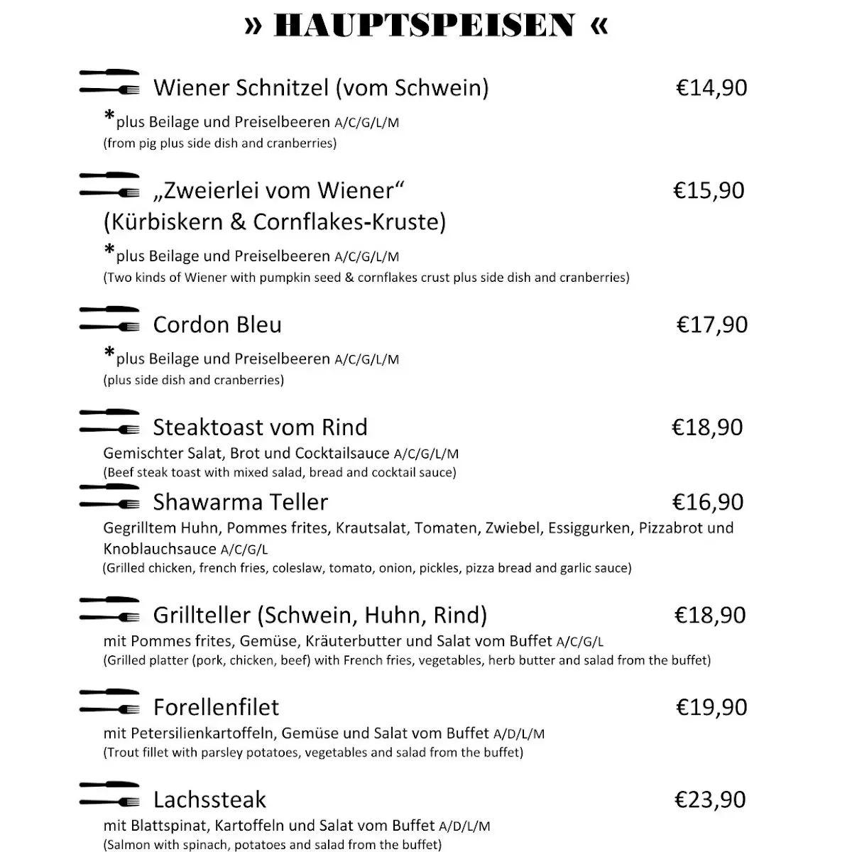 Speisekarte photo 2