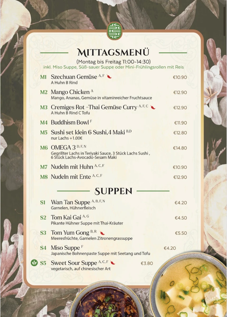Speisekarte, Jade Gärtchen Asia Cuisine & Cafe