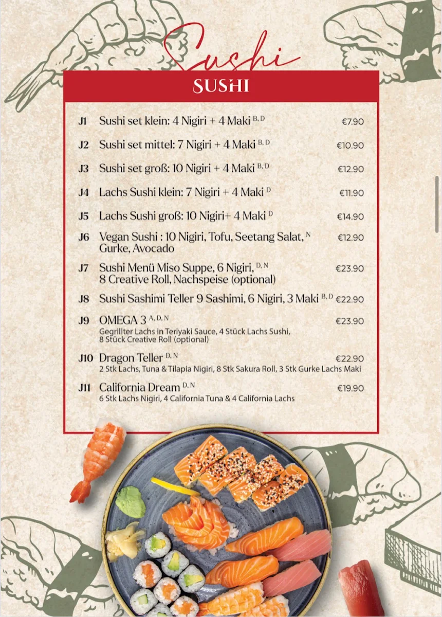 Speisekarte, Jade Gärtchen Asia Cuisine & Cafe