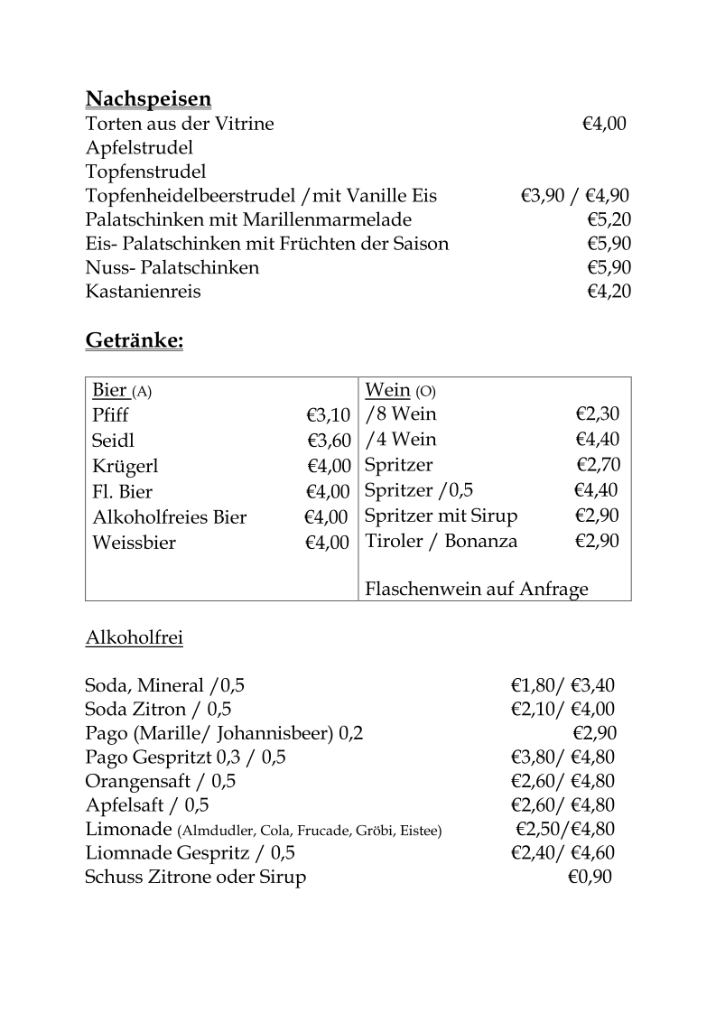 Speisekarte photo 1