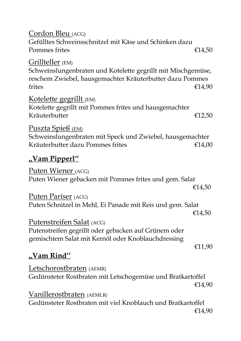Speisekarte photo 2