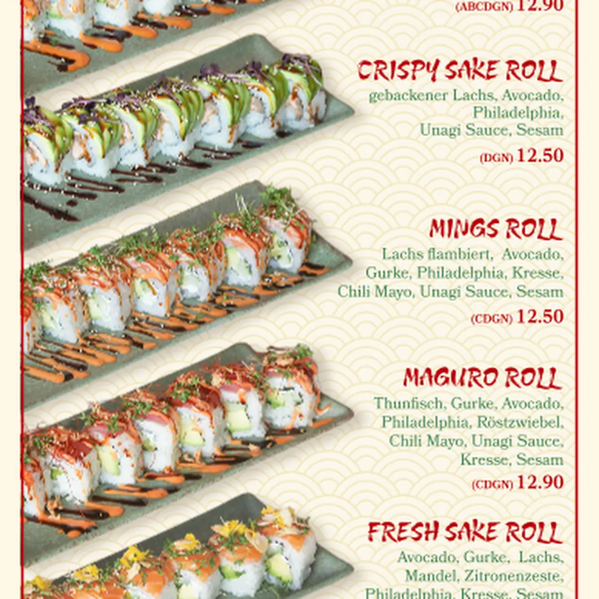 Speisekarte, Ming‘s Wok