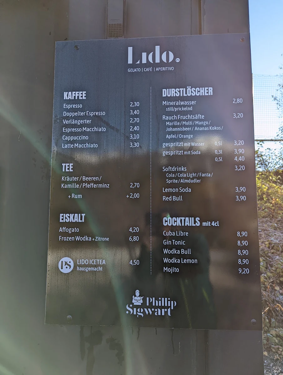 Speisekarte, Lido PS
