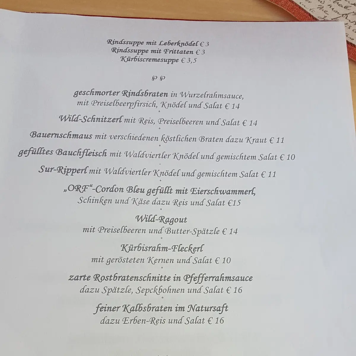 Speisekarte photo 1