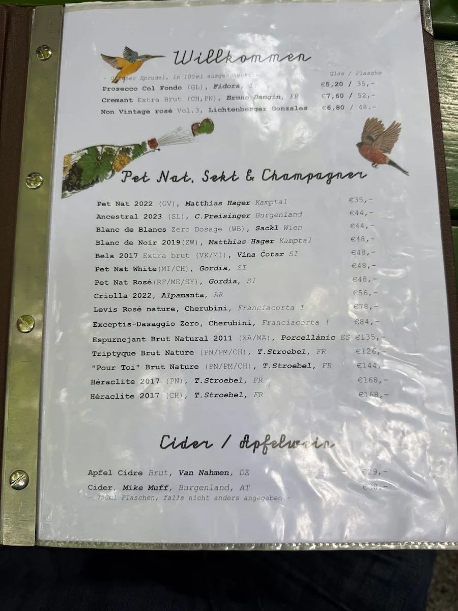 Speisekarte, Glacis Beisl