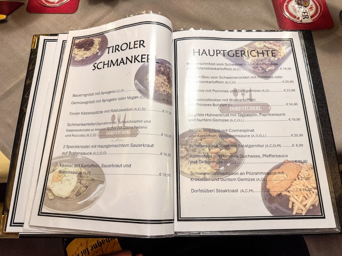 Speisekarte, Restaurant Dorfstüberl Lähn | Bichlbach