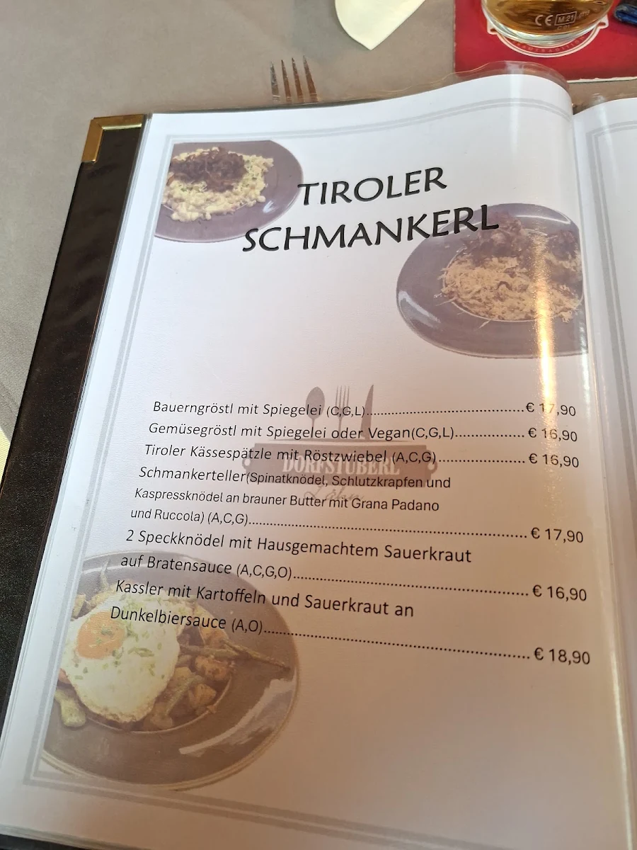 Speisekarte, Restaurant Dorfstüberl Lähn | Bichlbach