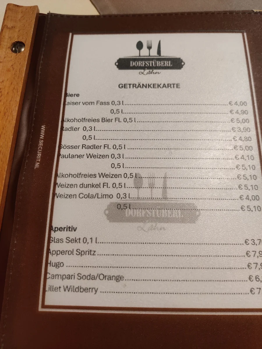 Speisekarte, Restaurant Dorfstüberl Lähn | Bichlbach