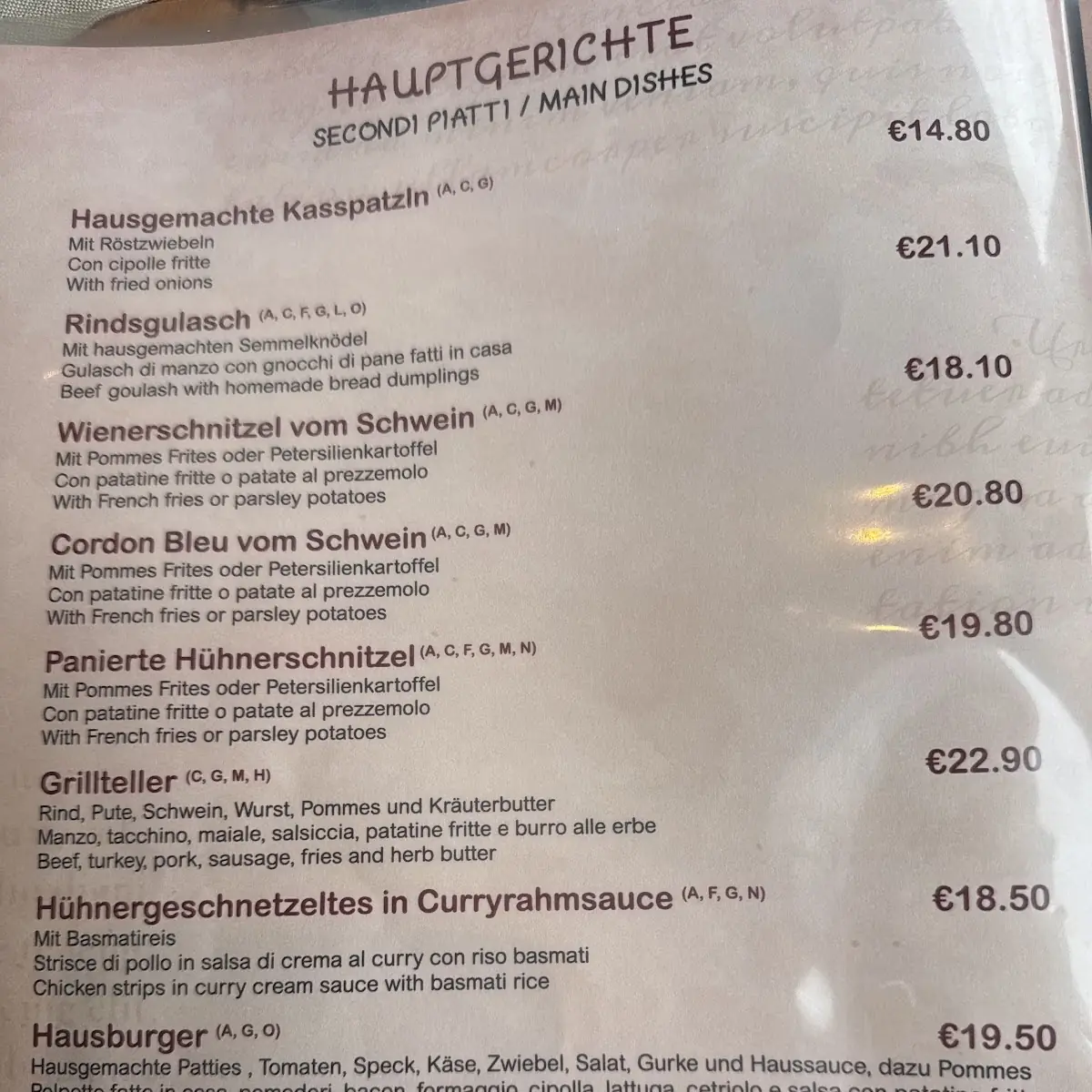 Speisekarte photo 2