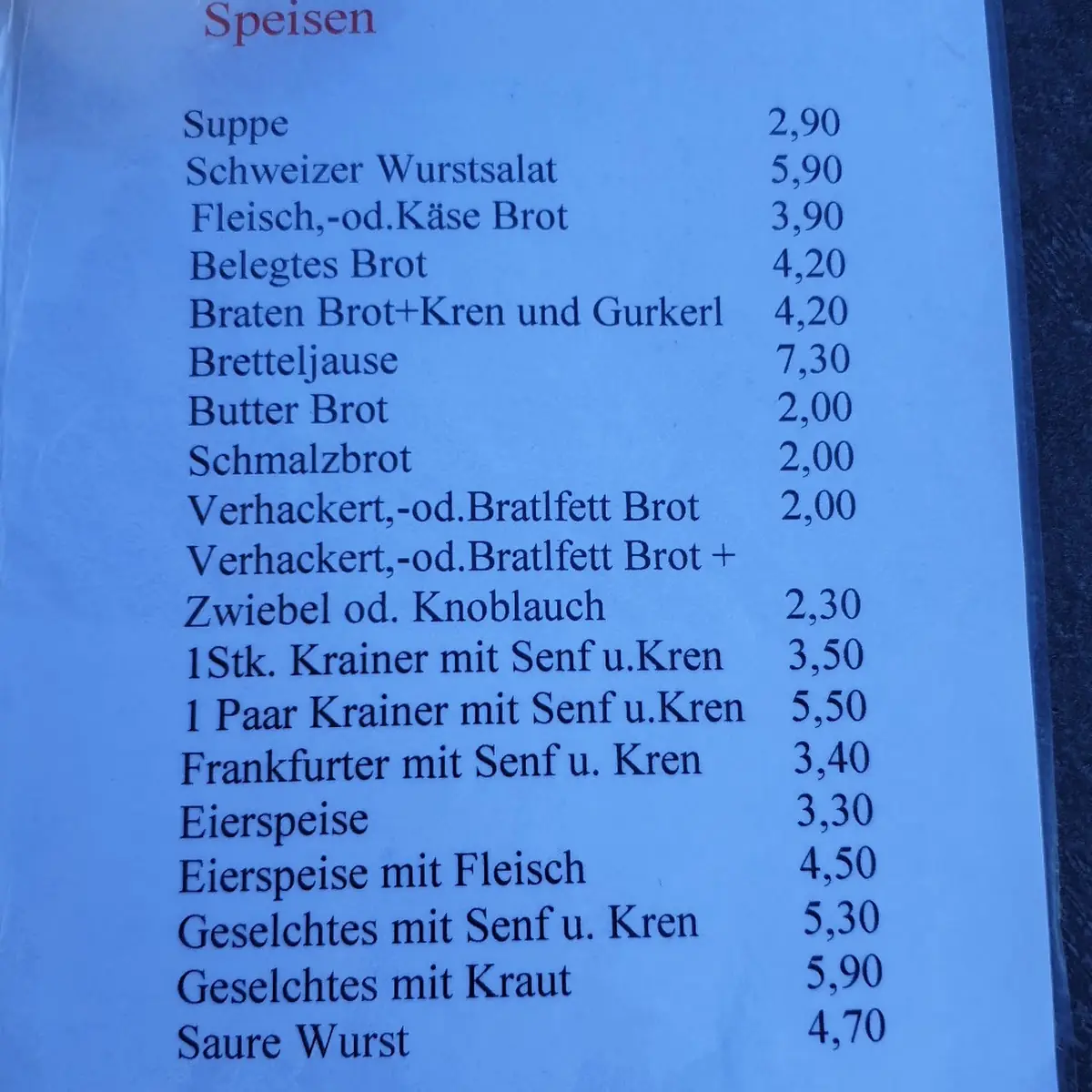 Speisekarte photo 1
