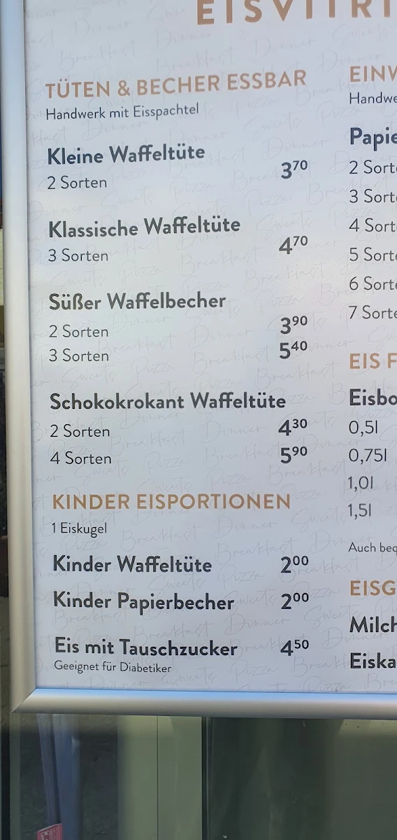 Speisekarte, Cafe Roma