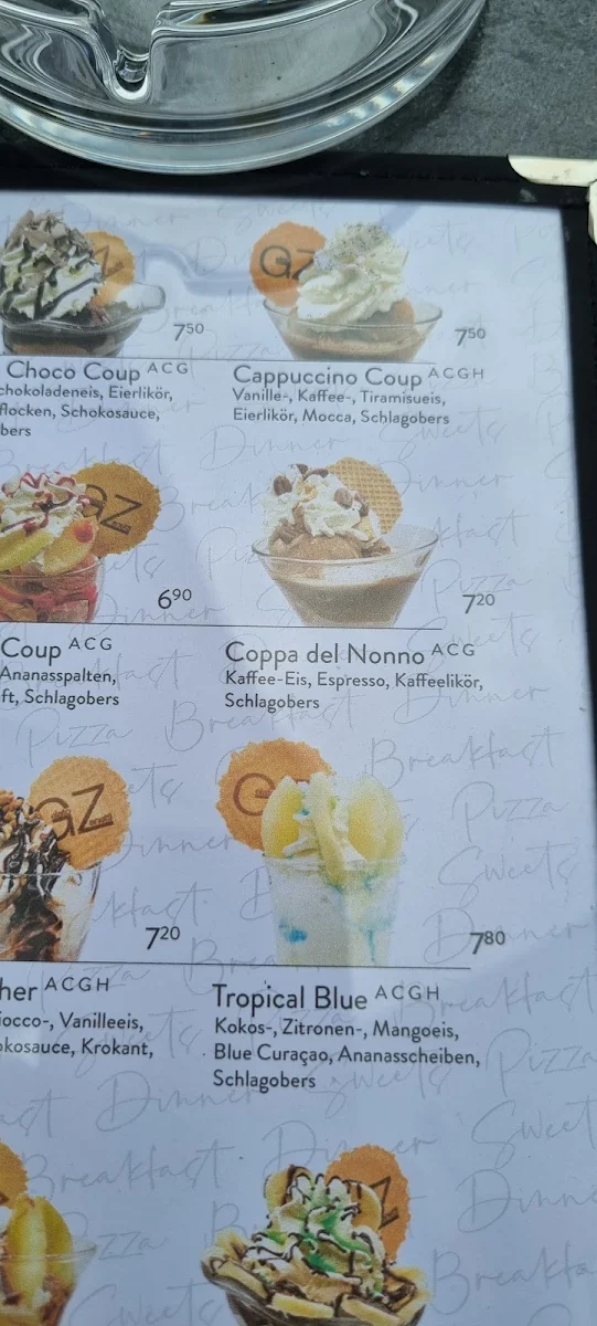 Speisekarte, Cafe Roma